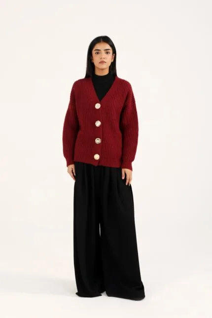 CASHMERE HANDFEEL CHUNKY KNIT CARDIGAN