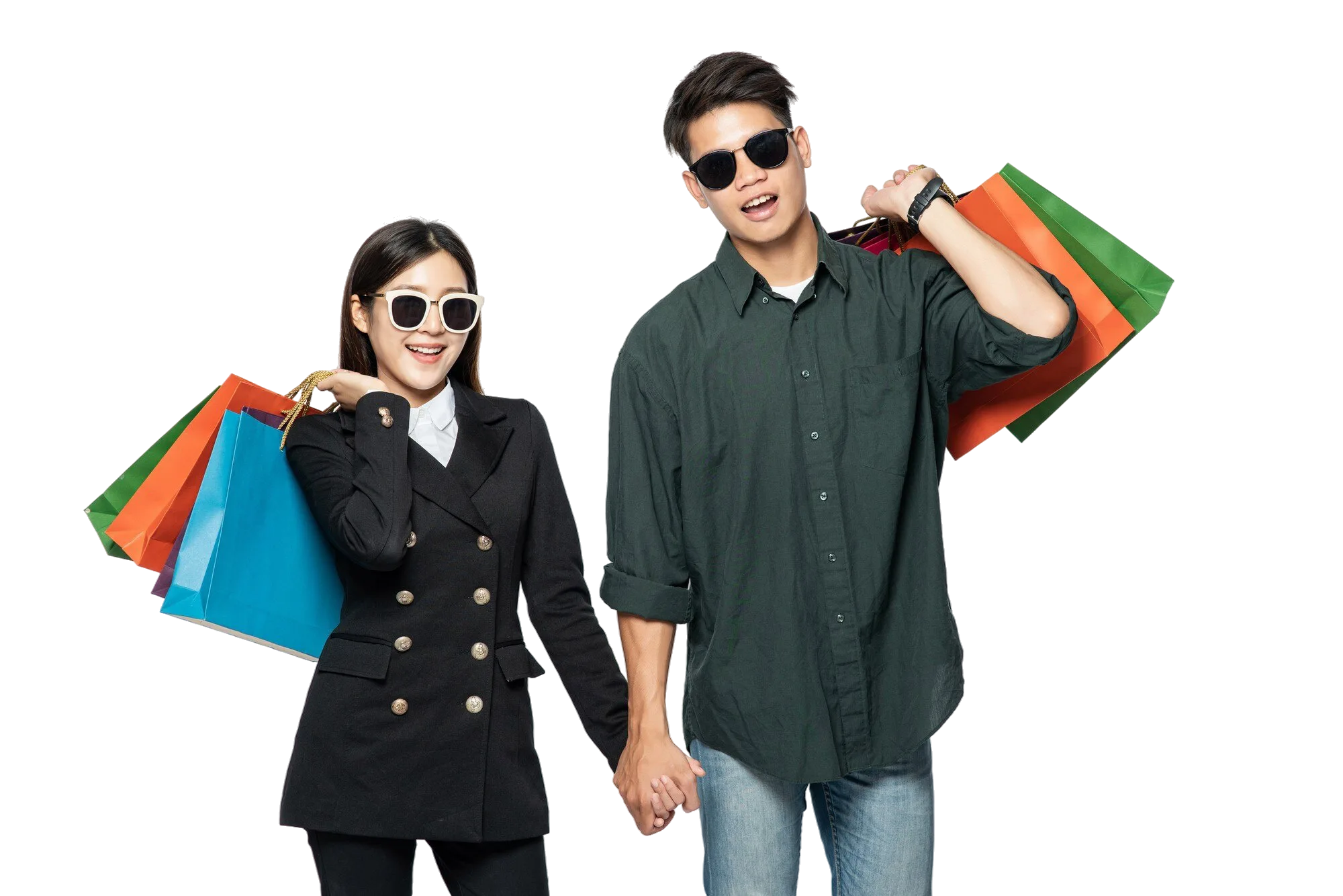 pair-man-woman-wearing-glasses-carried-lots-paper-bags-shopping